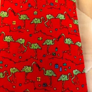 Red and green flamingo Christmas tie